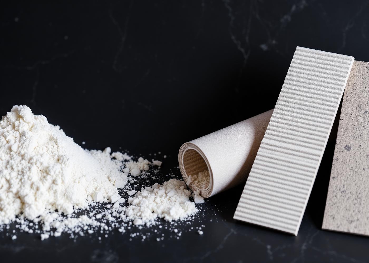Calcium carbonate powder, stone paper roll, and corrugated stone paper sheet